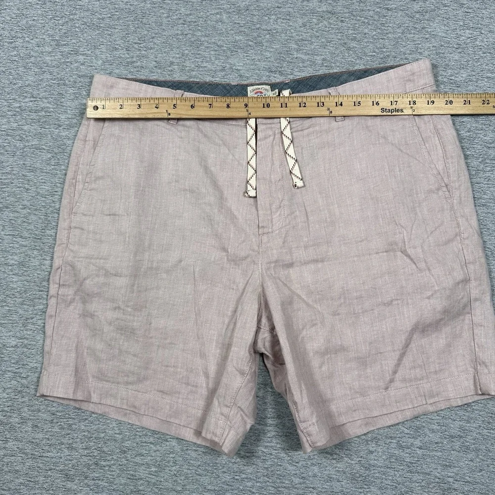 Faherty Shorts Mens Size 38 Pink Tradewinds Linen Black Drawstring Outdoor